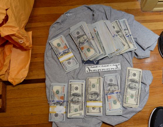 Huizar cash on T-shirt